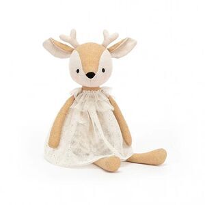 JELLYCAT LONDON JOLIE FAWN Deer Glittery Gold Tulle Dress 12" RARE NWT'S Plush